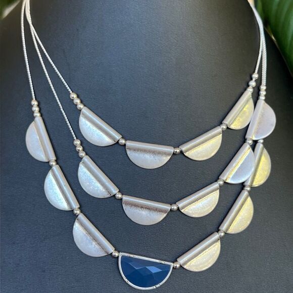 Boho Silver Blue Statement Necklace The Sak Jewelry - Picture 6 of 7